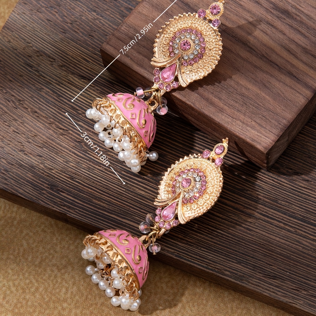 Rhinestone Inlaid Vintage Exquisite Drop Earrings, Bohemian Style